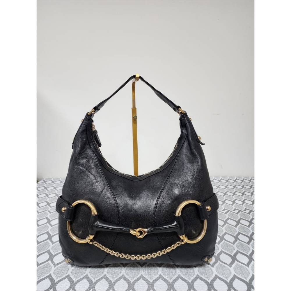 Gucci Leather Heritage Horsebit Hobo Bag Black - Picture 6 of 12